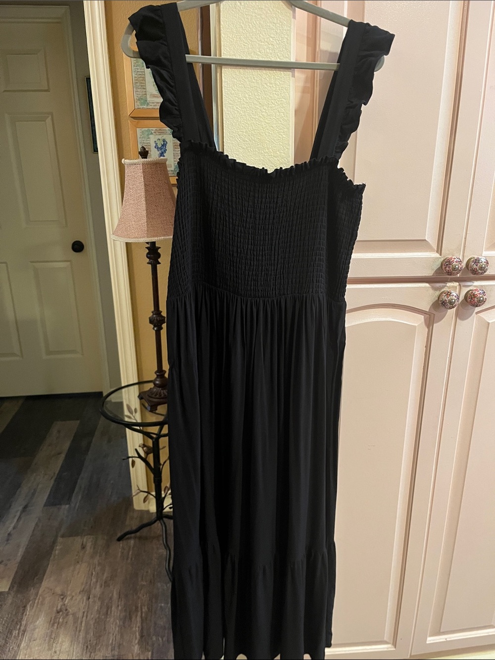 City Chic Black Ruffled Strap Smocked maxi Dress - Picture 2 of 8